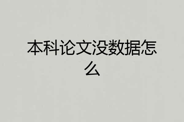 本科论文没数据怎么