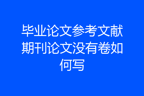 毕业论文参考文献期刊论文没有卷如何写
