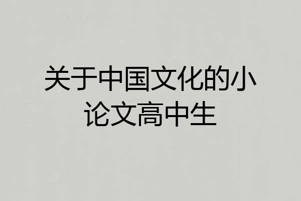 关于中国文化的小论文高中生