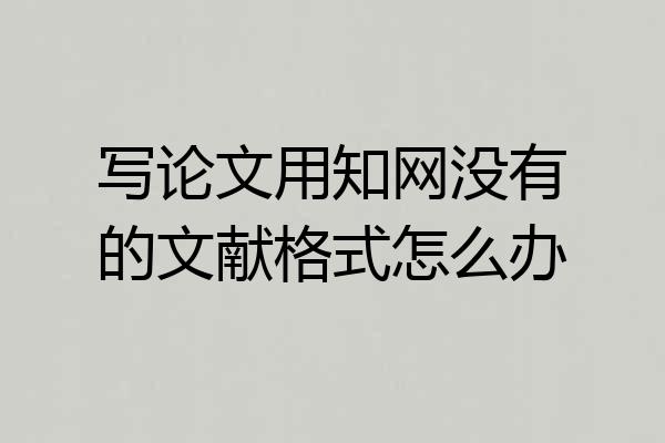 写论文用知网没有的文献格式怎么办