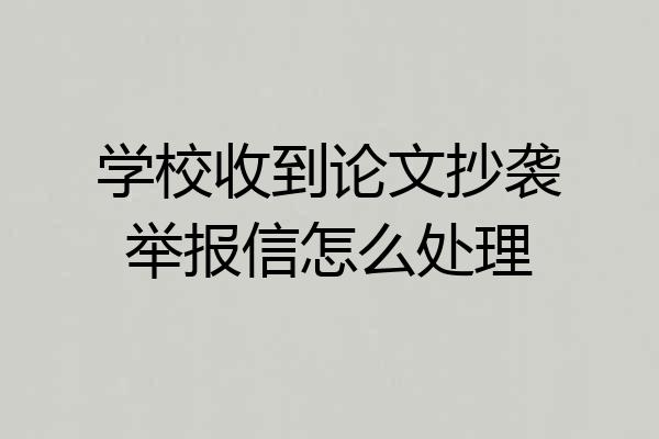 学校收到论文抄袭举报信怎么处理