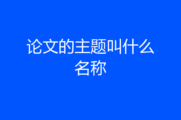 论文的主题叫什么名称