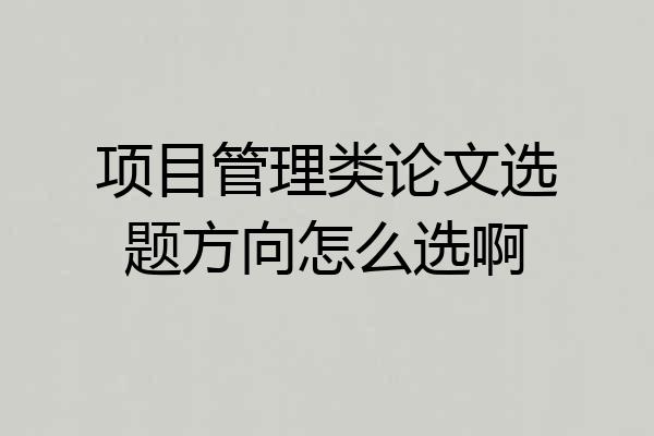 项目管理类论文选题方向怎么选啊