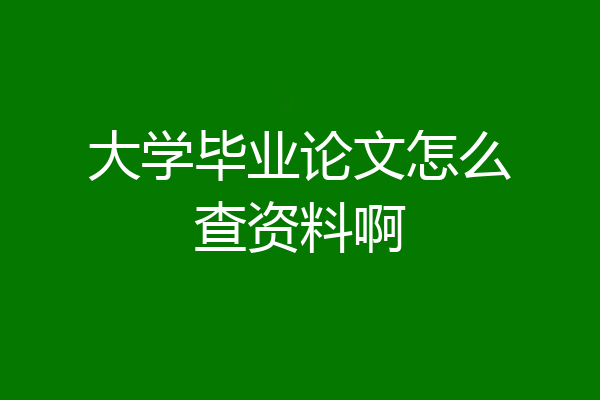 大学毕业论文怎么查资料啊