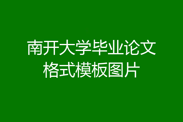 南开大学毕业论文格式模板图片