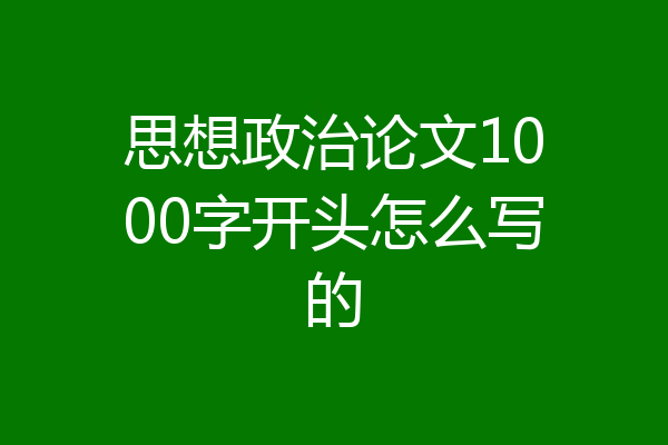 思想政治论文1000字开头怎么写的