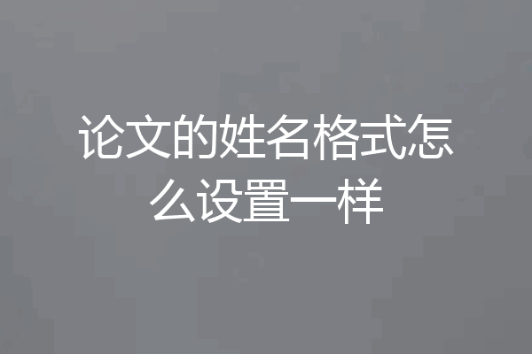 论文的姓名格式怎么设置一样