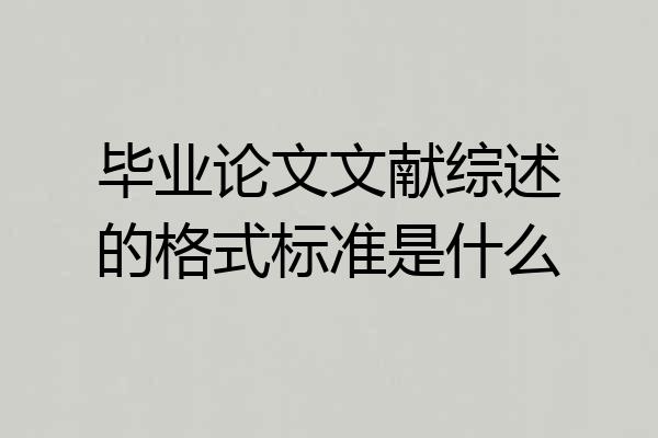 毕业论文文献综述的格式标准是什么