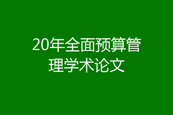 20年全面预算管理学术论文