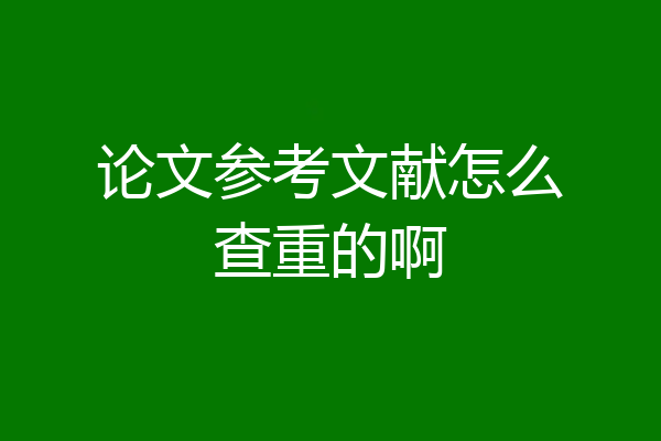 论文参考文献怎么查重的啊
