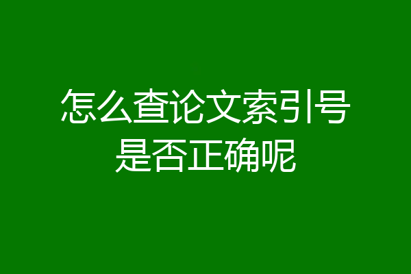怎么查论文索引号是否正确呢