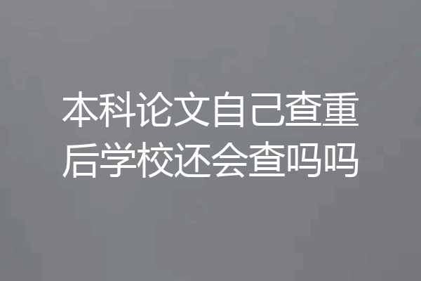本科论文自己查重后学校还会查吗吗
