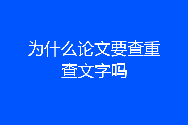 为什么论文要查重查文字吗