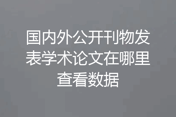 国内外公开刊物发表学术论文在哪里查看数据