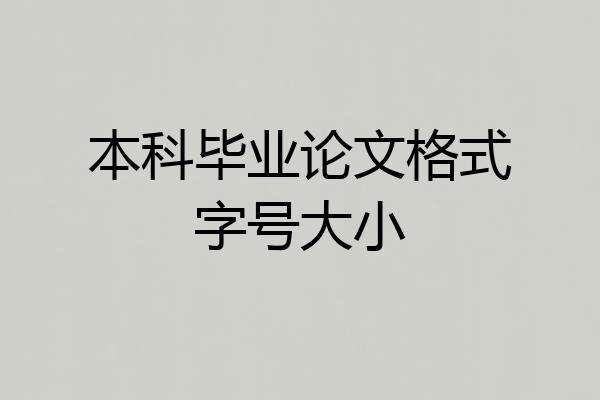 本科毕业论文格式字号大小