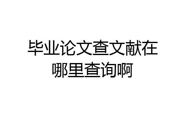 毕业论文查文献在哪里查询啊