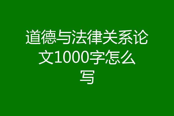 道德与法律关系论文1000字怎么写