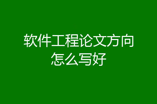 软件工程论文方向怎么写好