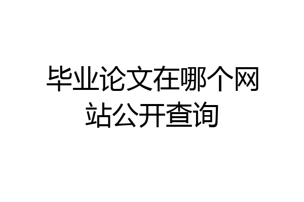 毕业论文在哪个网站公开查询