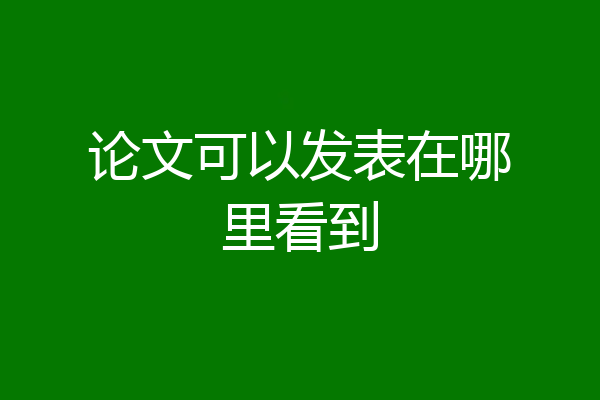 论文可以发表在哪里看到
