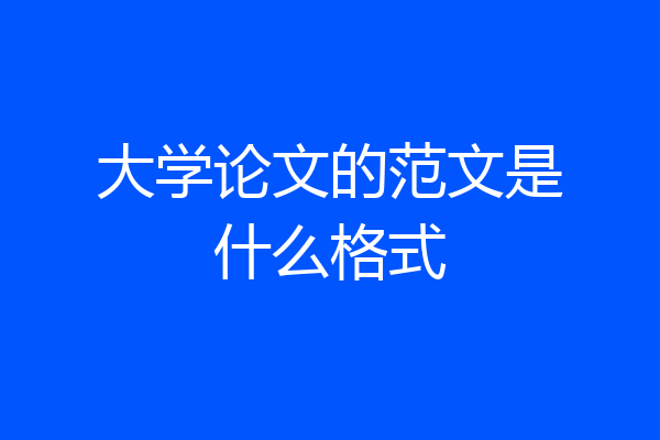 大学论文的范文是什么格式