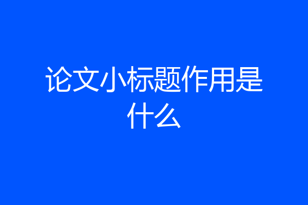 论文小标题作用是什么