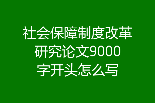 社会保障制度改革研究论文9000字开头怎么写