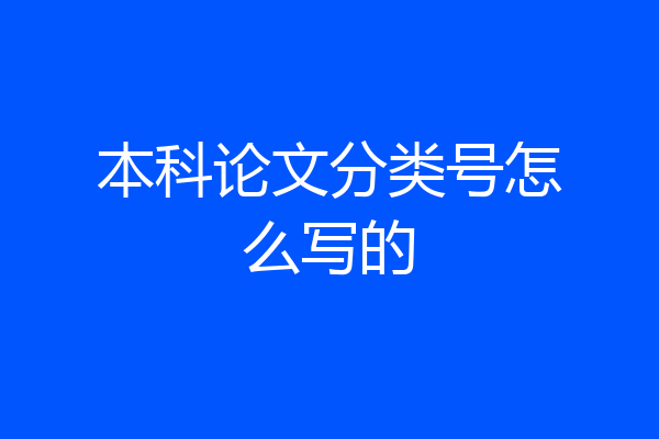 本科论文分类号怎么写的
