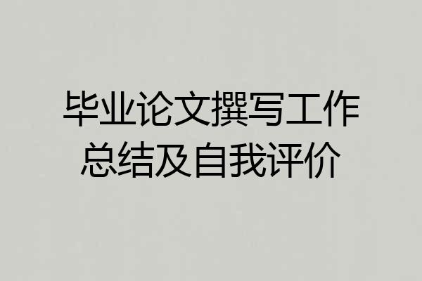 毕业论文撰写工作总结及自我评价
