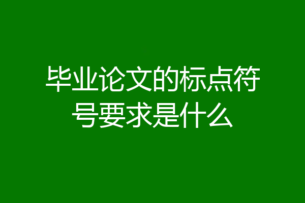 毕业论文的标点符号要求是什么