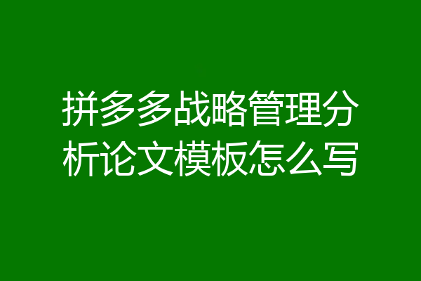 拼多多战略管理分析论文模板怎么写