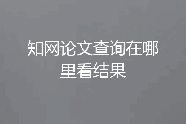 知网论文查询在哪里看结果
