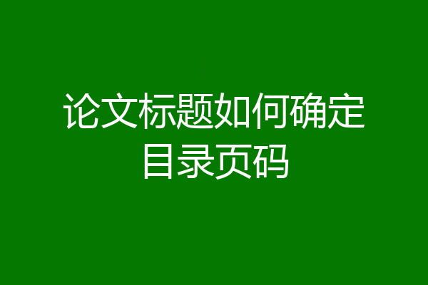 论文标题如何确定目录页码