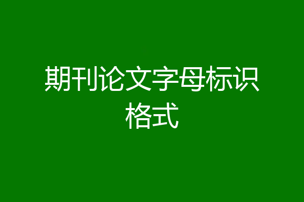 期刊论文字母标识格式