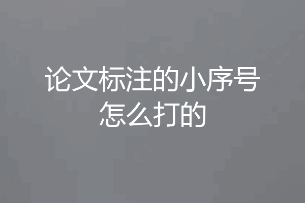 论文标注的小序号怎么打的