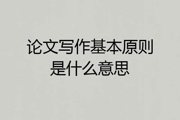 论文写作基本原则是什么意思