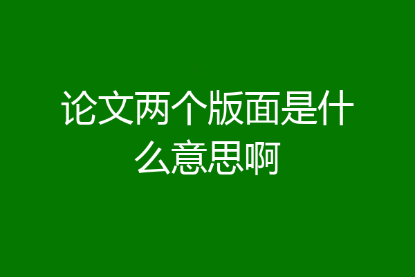 论文两个版面是什么意思啊