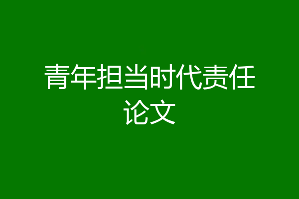 青年担当时代责任论文