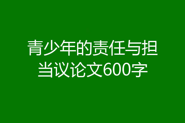青少年的责任与担当议论文600字
