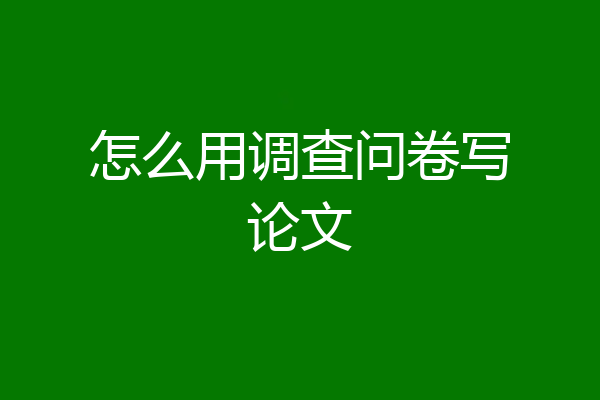 怎么用调查问卷写论文