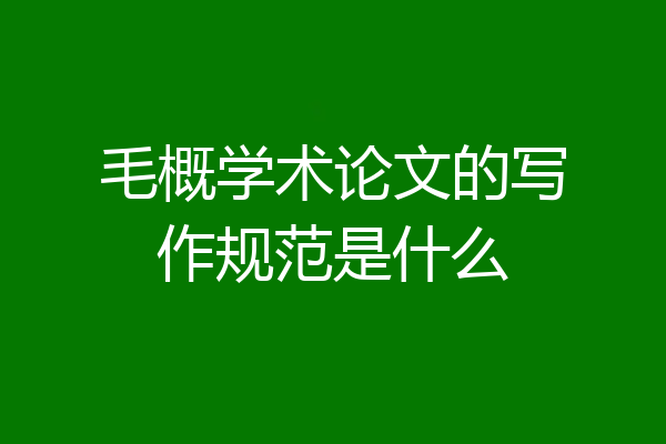 毛概学术论文的写作规范是什么