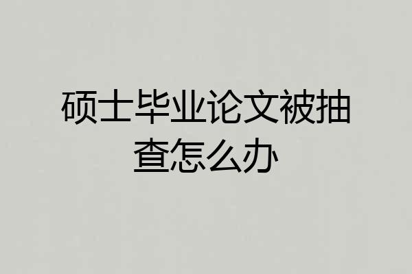 硕士毕业论文被抽查怎么办