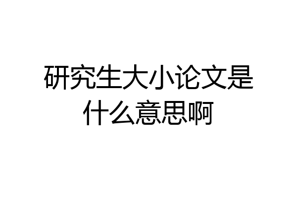 研究生大小论文是什么意思啊