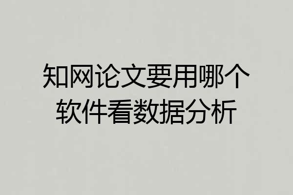 知网论文要用哪个软件看数据分析