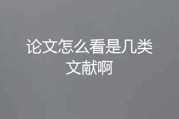 论文怎么看是几类文献啊
