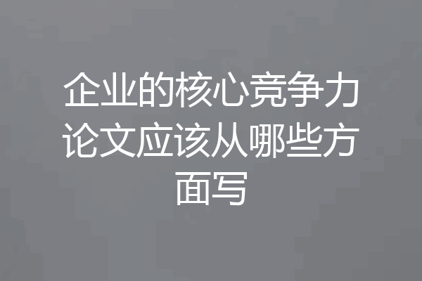 企业的核心竞争力论文应该从哪些方面写