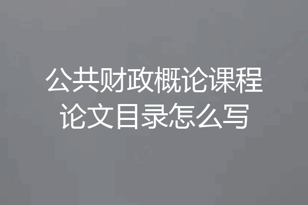 公共财政概论课程论文目录怎么写