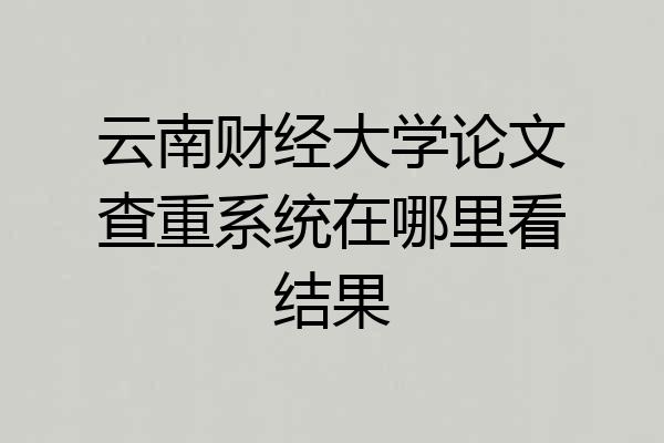 云南财经大学论文查重系统在哪里看结果