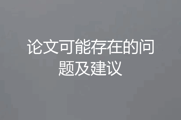 论文可能存在的问题及建议