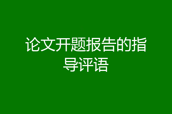 论文开题报告的指导评语